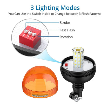 1 x Amber LED Strobe Light Beacon Lamp 12-24V Warning Flashing Lamp with Bracket