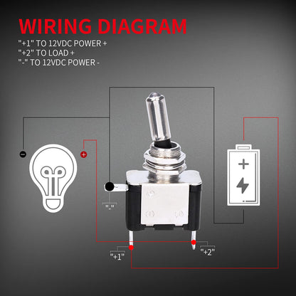 2pcs Blue LED Toggle Switch 12V 20A with Safety Cover ON/Off Switch for Car Boat