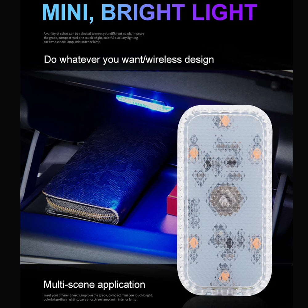 Blue Mini LED Touch Switch Light USB Car Interior Lighting Ceiling Reading Lamp