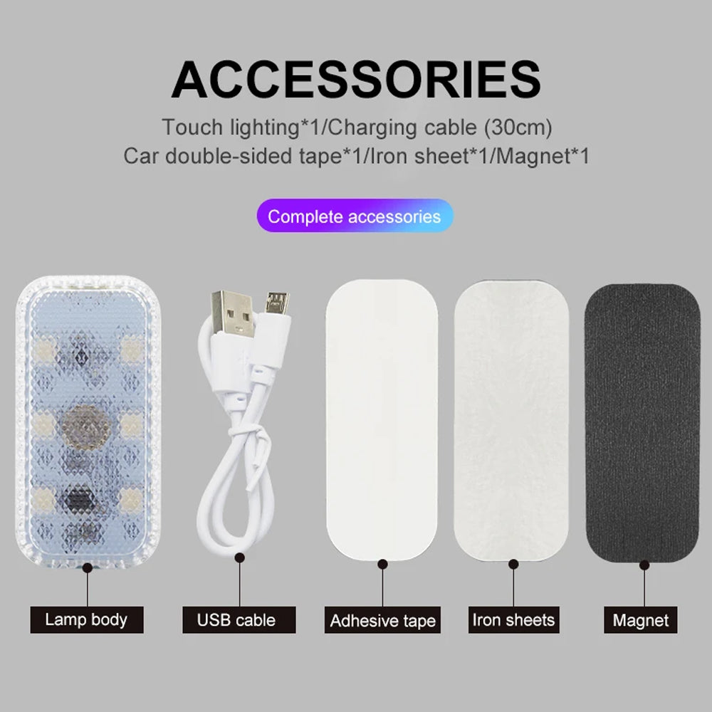 Blue Mini LED Touch Switch Light USB Car Interior Lighting Ceiling Reading Lamp