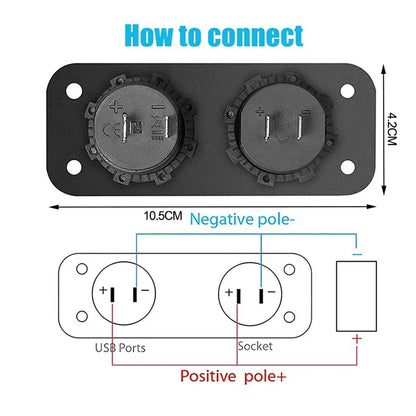 4 in1 Green Touch Switch Panel 12V PD+QC3.0 USB Charger Voltmeter Power Socket