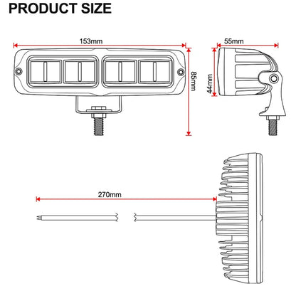 1 x 30W LED Work Light 153x44mm 12-24V 4000K Yellow LED Light Bar Driving Beam