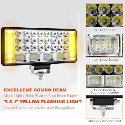 2 x 204W LED Work Light 178x89mm 12-24V 6000K 2 Modes Work Light and Warning