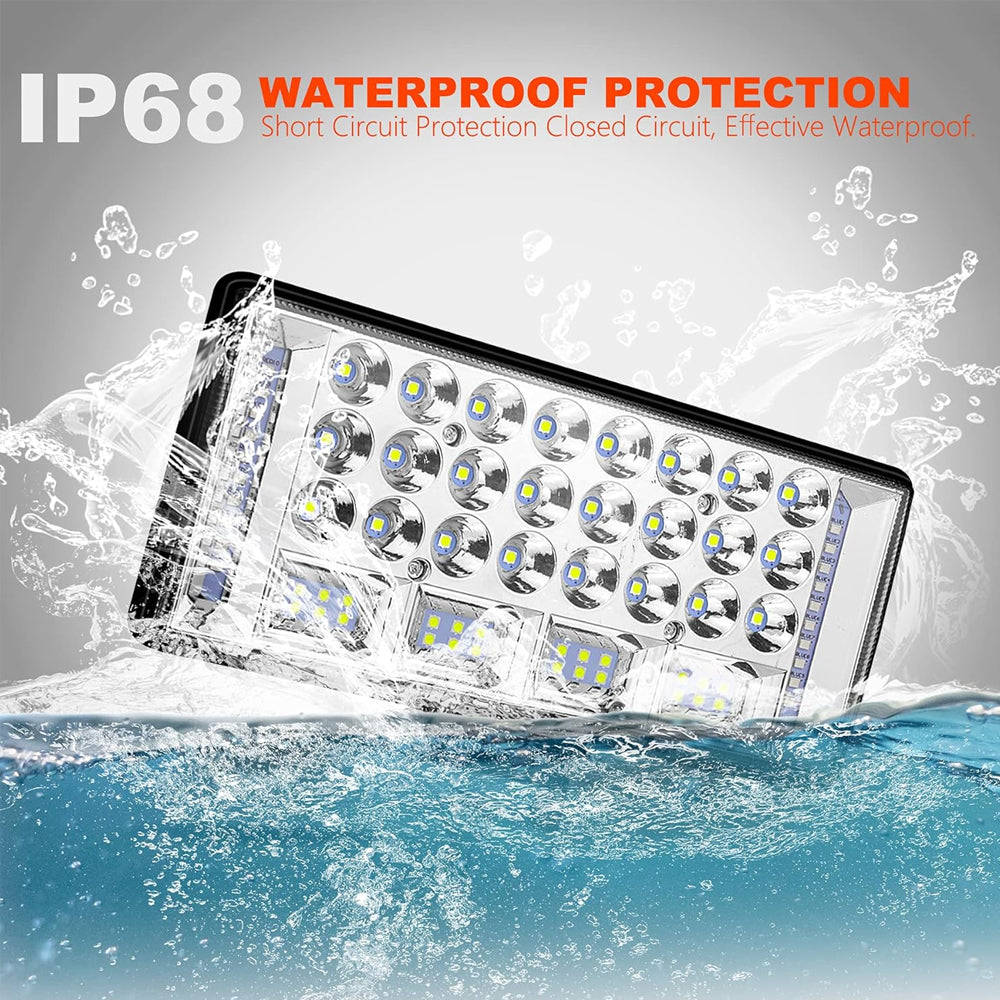 2 x 204W LED Work Light 178x89mm 12-24V 6000K 2 Modes Work Light and Warning