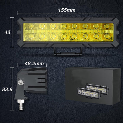 2 x Yellow LED Work Light 50W 155x43mm 12-24V Spot Flood Beam LED Car Boat Light