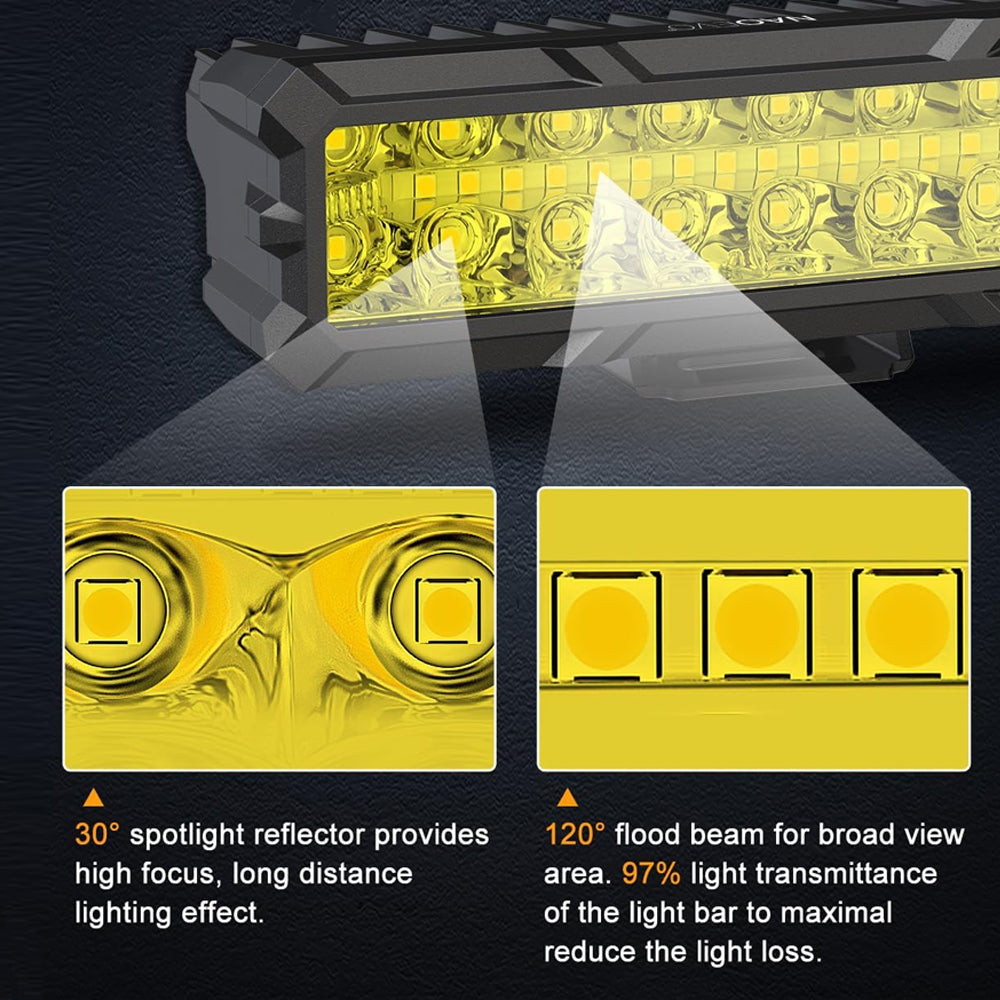 2 x Yellow LED Work Light 50W 155x43mm 12-24V Spot Flood Beam LED Car Boat Light
