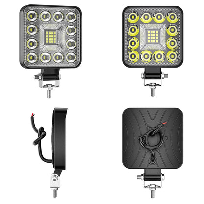 4 x Square LED Work Light 84mm 96W 12-24V 6000K Spot Flood Beam Combo Work Light
