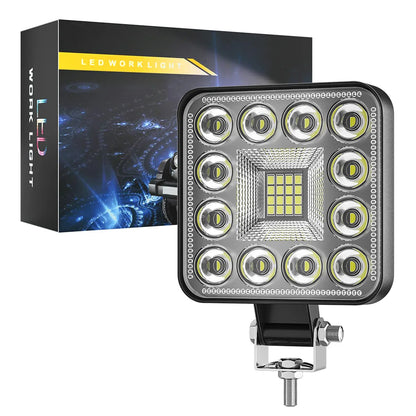 2 x Square LED Work Light 84mm 96W 12-24V 6000K Spot Flood Beam Combo Work Light