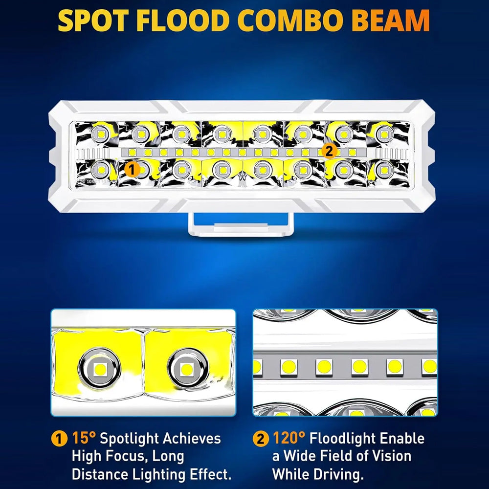 2 x LED Work Lights 50W 155x43mm 12-24V 6500K Spot Flood Beam LED Car Boat Light