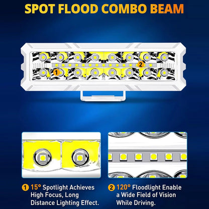 2 x LED Work Lights 50W 155x43mm 12-24V 6500K Spot Flood Beam LED Car Boat Light