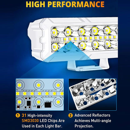 2 x LED Work Lights 50W 155x43mm 12-24V 6500K Spot Flood Beam LED Car Boat Light
