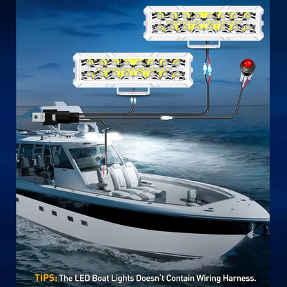 2 x LED Work Lights 50W 155x43mm 12-24V 6500K Spot Flood Beam LED Car Boat Light