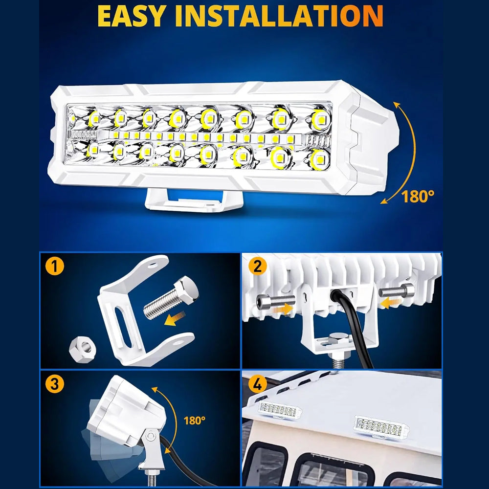 2 x LED Work Lights 50W 155x43mm 12-24V 6500K Spot Flood Beam LED Car Boat Light
