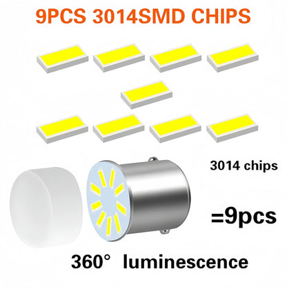 4 x Cool White BA15S 1156 12V 9SMD 600LM LED Condensing Lens Cool White (4pcs)