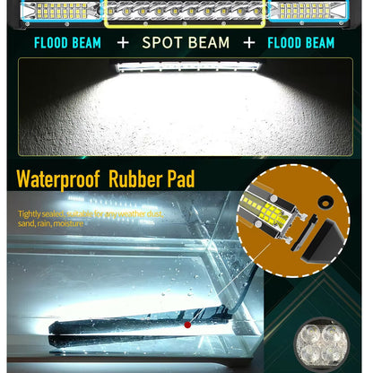 12v-24v Slim 533mm LED Light Bar Spot and Flood Beam Single Row Aluminium Bar