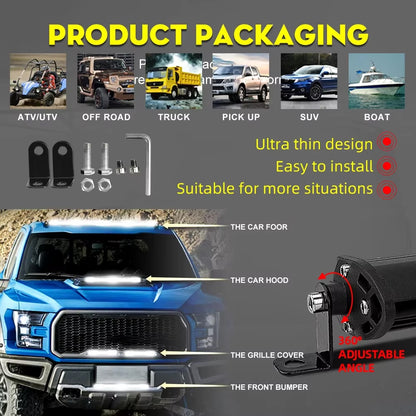 12v-24v Slim 533mm LED Light Bar Spot and Flood Beam Single Row Aluminium Bar