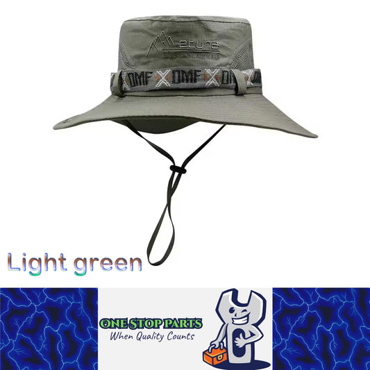 Light Green Men Bucket Hat UV Protection Wide Brim Panama Hiking Fisherman Hat
