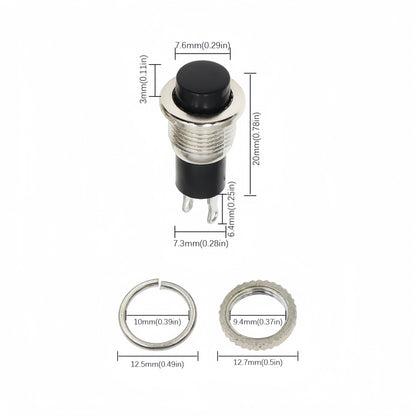 6 x Green Push Button Switches Panel Mount 10mm Momentary OFF/ON SPST Switches