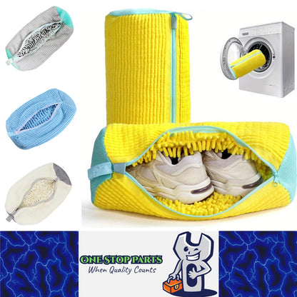 Shoe Washing Bag Fluffy Fiber 360° Clean Reusable Zipper Laundry Net for Sneaker