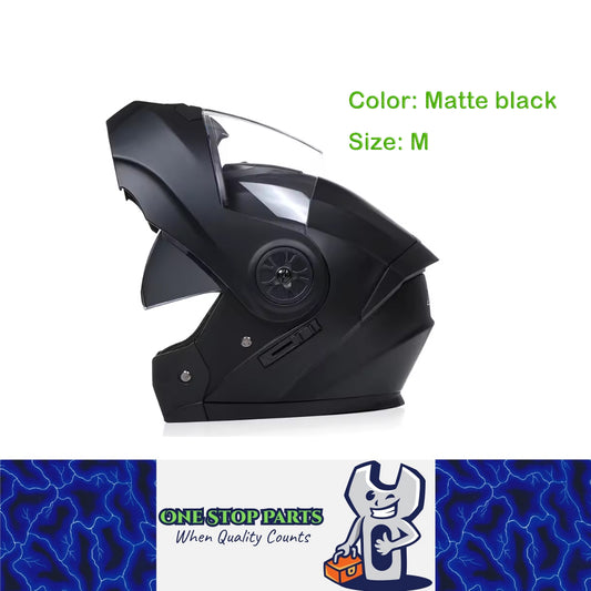 1 x Matte Black Size M Motorcycle Full Face Helmet Men Women Dual Lens Helmet