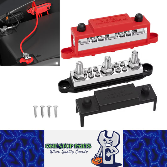 M10 Bus Bar 12V-48V 400A Power Distribution Block 3xM10 Posts Stud 8xM5 Terminal