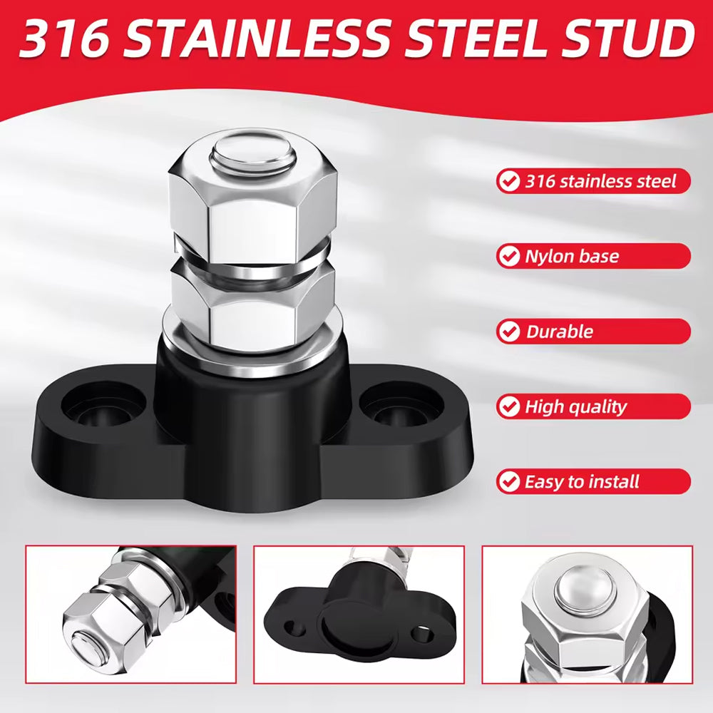1 Pair M10 Terminal Block Stud 12-48V 250A Junction Power Distribution Block