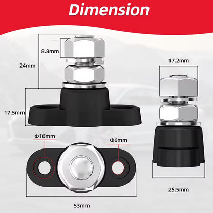 1 Pair M10 Terminal Block Stud 12-48V 250A Junction Power Distribution Block