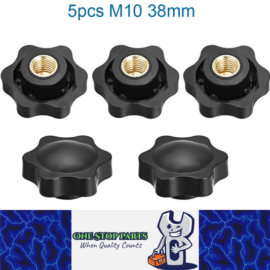 5 x M10 38mm Hand Tighten Nut 6 Petal with Stopper for Easy Release Applications