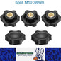5 x M10 38mm Hand Tighten Nut 6 Petal with Stopper for Easy Release Applications