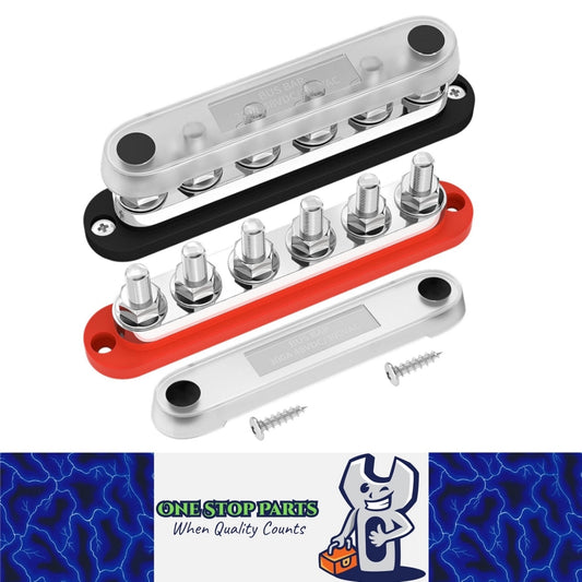 M10 Bus Bar 12V-48V 300A Power Distribution Block 6 x M10 Posts Studs Terminals