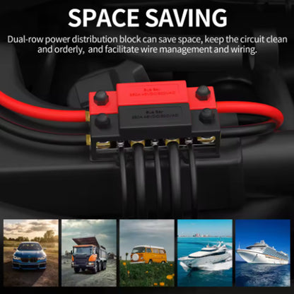 M10 Bus Bar 12V-48V 250A Power Distribution Block 8xM10 Posts Stud 6xM4 Terminal