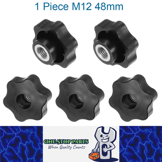 1 x M12 48mm Hand Tighten Nut 6 Petal with Hole Through Easy Tighten and Release