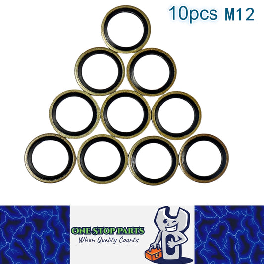 10 x M12 Washer Seal Bonded Washers Metal Rubber Oil Plug Gasket Sealing O Rings