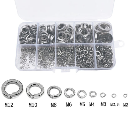 310 x 304 Stainless Steel Spring Split Lock Washers Elastic Gaskets M2 to M12