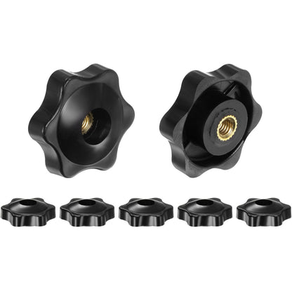 5 x M5 32mm Hand Tighten Nut 6 Petal with Hole Through Easy Tighten and Release