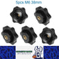 5 x M6 38mm Hand Tighten Nut 6 Petal with Hole Through Easy Tighten and Release