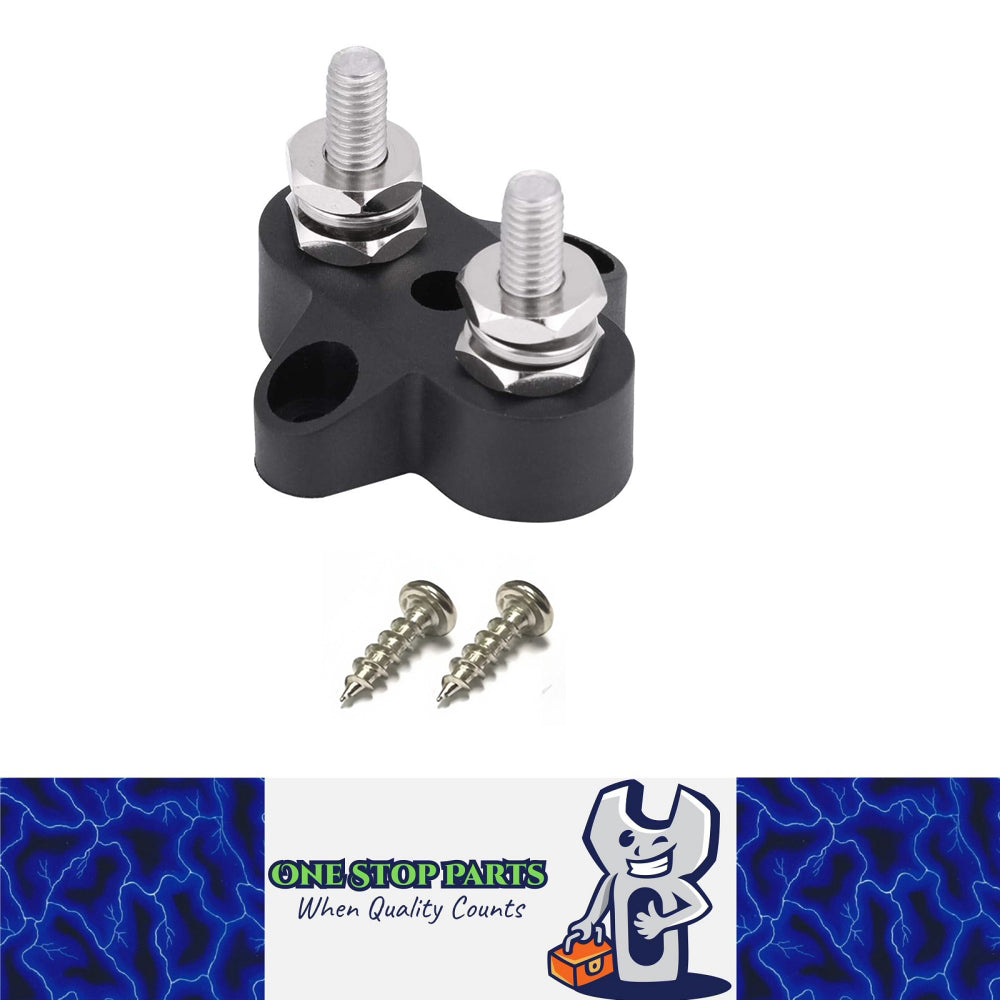 M6 Black Insulated Double Stud Power Distribution Stud Terminal Block