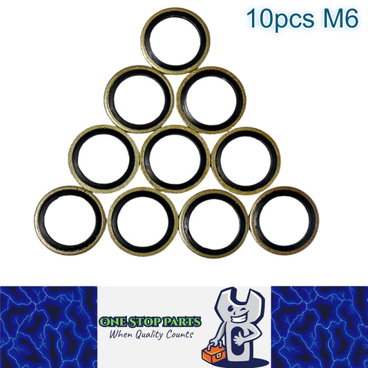 10 x M6 Washer Seal Bonded Washers Metal Rubber Oil Plug Gasket Sealing O Rings