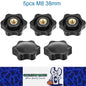 5 x M8 38mm Hand Tighten Nut 6 Petal with Stopper for Easy Release Applications
