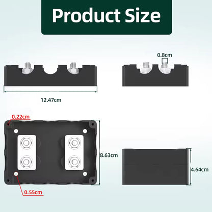 M8 Bus Bar 12V-48V 400A Power Distribution Block 4xM8 Posts Studs Terminals