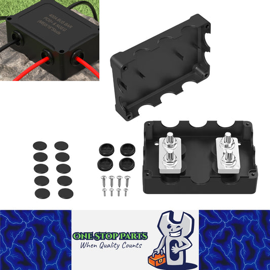 M8 Bus Bar 12V-48V 400A Power Distribution Block 4xM8 Posts Studs Terminals