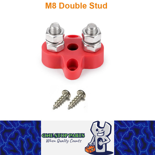 M8 Red Insulated Double Stud Power Distribution Stud Terminal Block M8