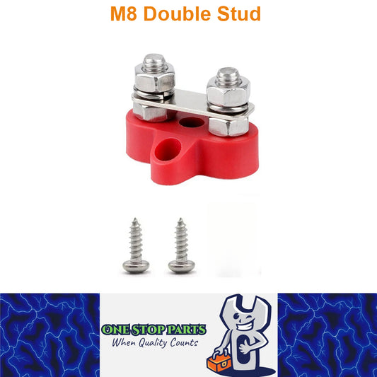 M8 Red Insulated Double Stud Power Distribution Stud Terminal Block M8
