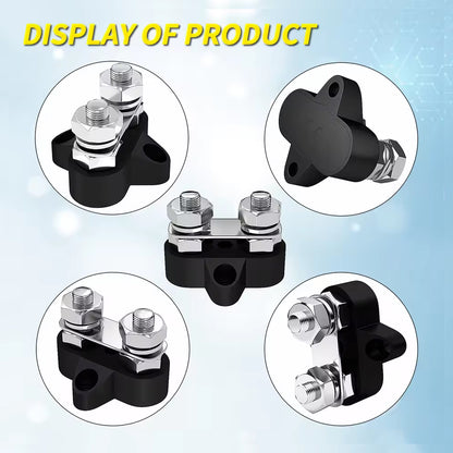 1 Pair M8 Dual Terminal Block Stud 12-48V 80A Junction Power Distribution Block