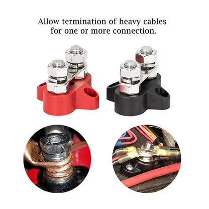 1 Pair M8 Dual Terminal Block Stud 12-48V 80A Junction Power Distribution Block