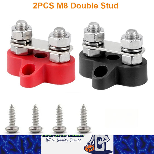 M8 Red and Black Insulated Double Stud Power Distribution Studs Terminal Blocks