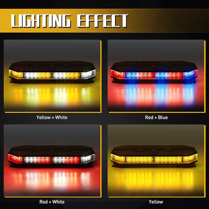 Red/White Magnetic Rooftop Strobe Beacon Light With Controller Warning Lamp