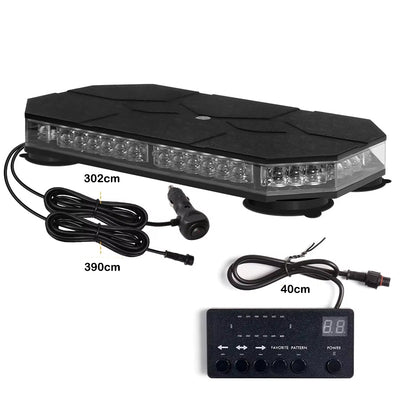 Red/White Magnetic Rooftop Strobe Beacon Light With Controller Warning Lamp