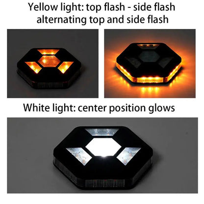 Amber White Magnetic Rooftop Strobe Light Beacon Lamp USB Warning Flashing Light