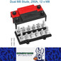Dual M8 Bus Bar 12V-48V 250A Power Distribution Block 12xM8 Posts Studs Terminal